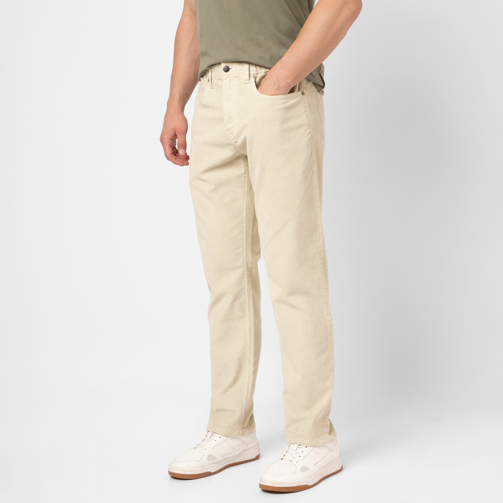 Corduroy 5-Pocket Pant Grey Stone side on model