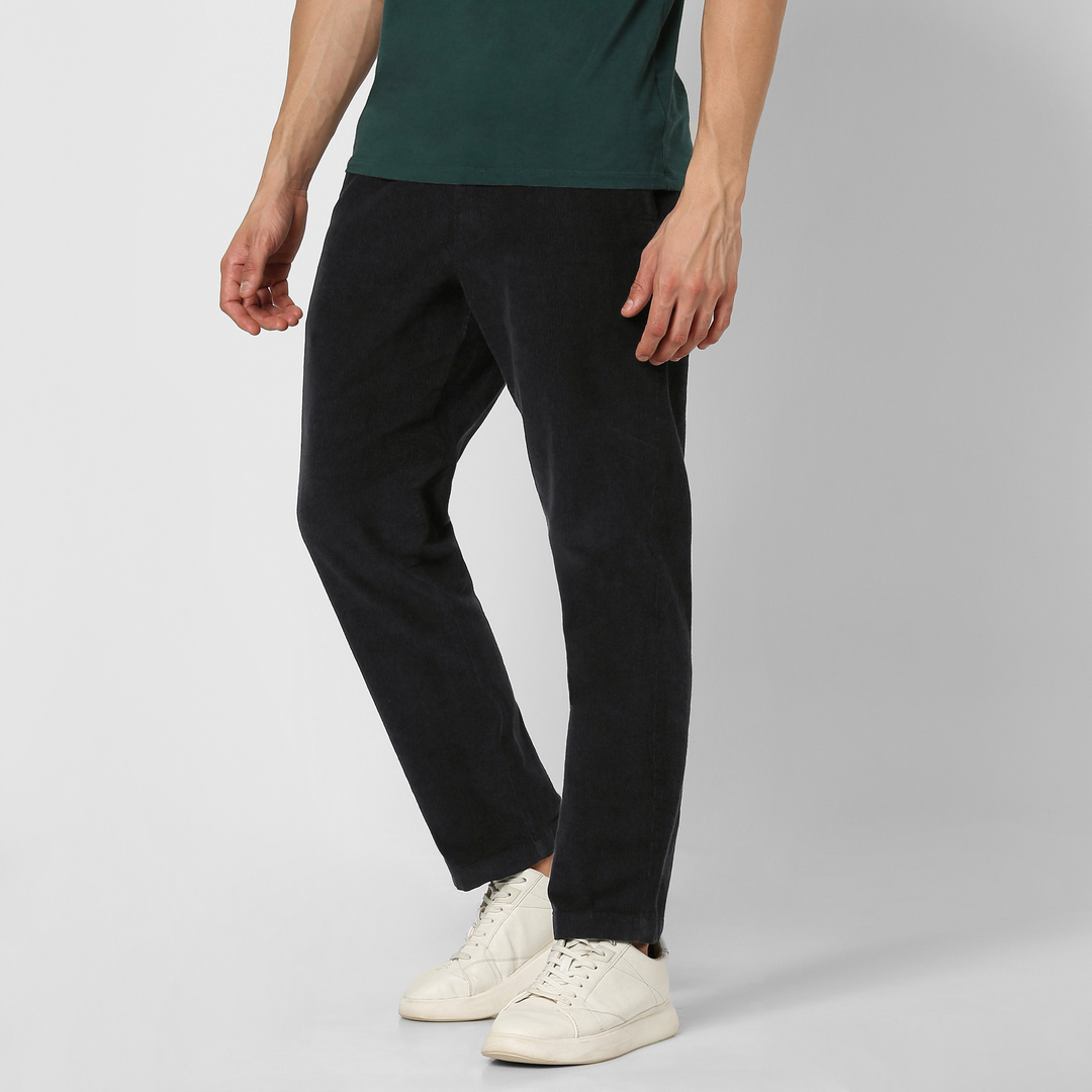 Corduroy Easy Pant Black on model