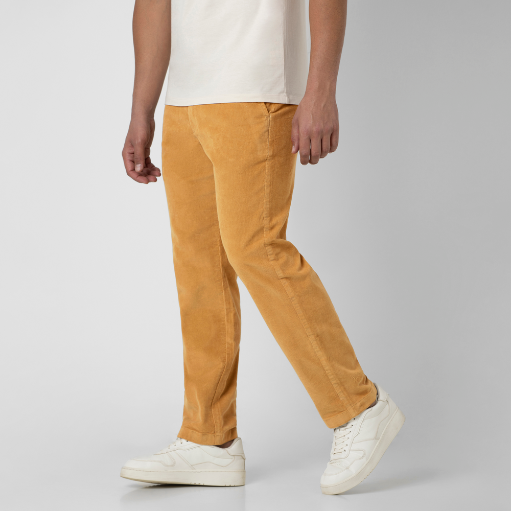 Corduroy Easy Pant British Khaki side on model