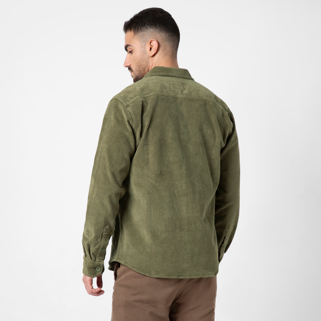 Corduroy Workshirt Fern back on model