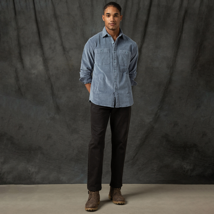 Corduroy Workshirt Flint full body on model