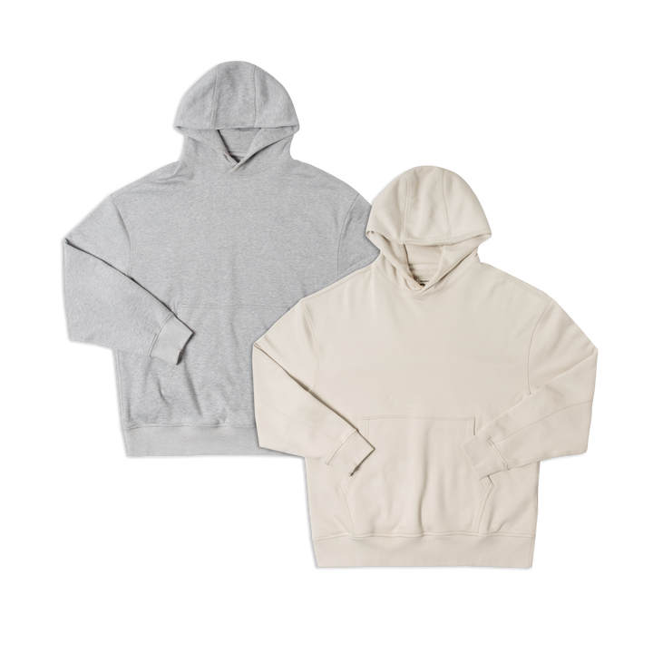 Core Hoodie 2pk in Heather Grey and Bone