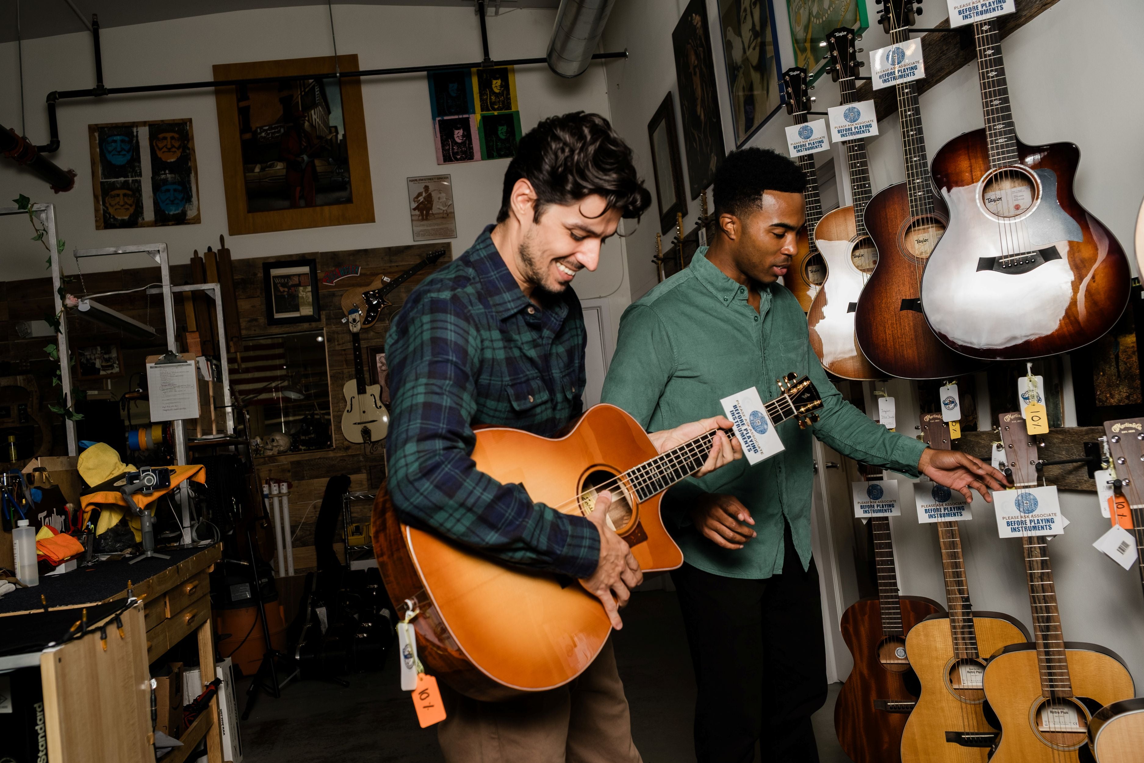 Bestsellers, the timeless pieces you love. Man on left wearing Everyday Flannel shirt in Evergreen/Blue and Stretch Easy Pant in Driftwood. Man on right wearing Everyday Corduroy Shirt in Dark Sage and Stretch Chino Pant in Black.