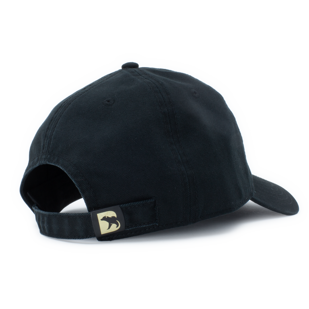 Bearbottom Dad Hat Black back with adjustable metal buckle