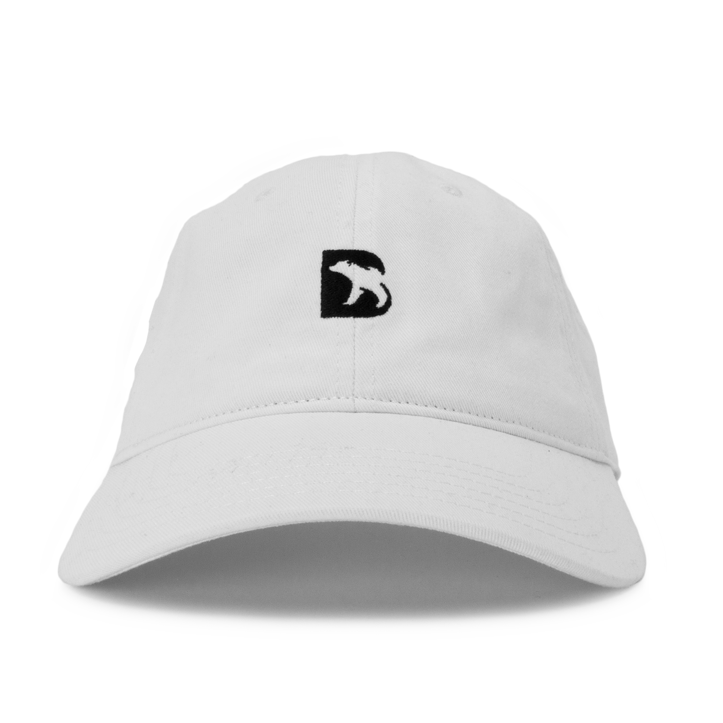 Bearbottom Dad Hat White front with embroidered black B logo