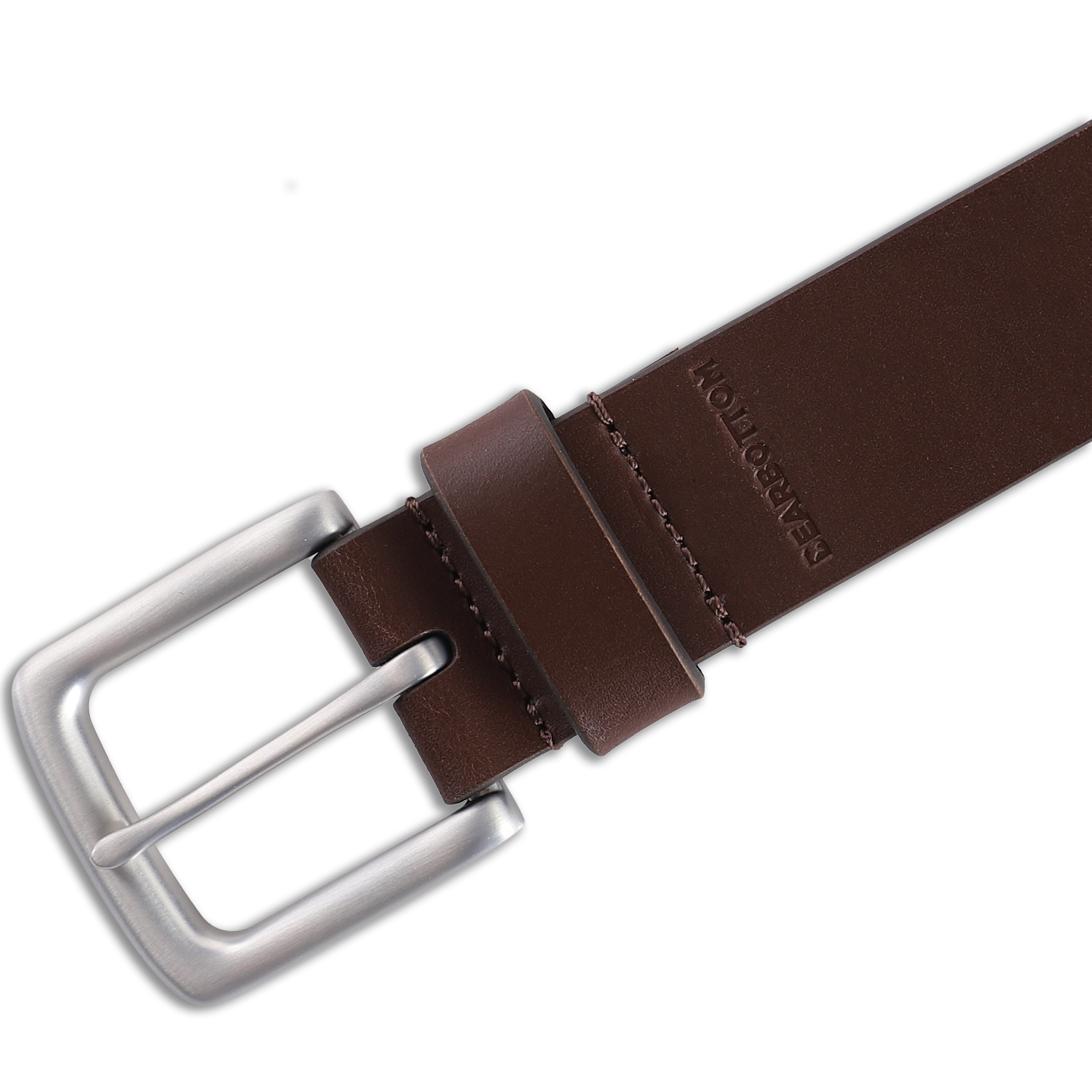Daily Leather Belt Medium Brown close up of prong enclosure