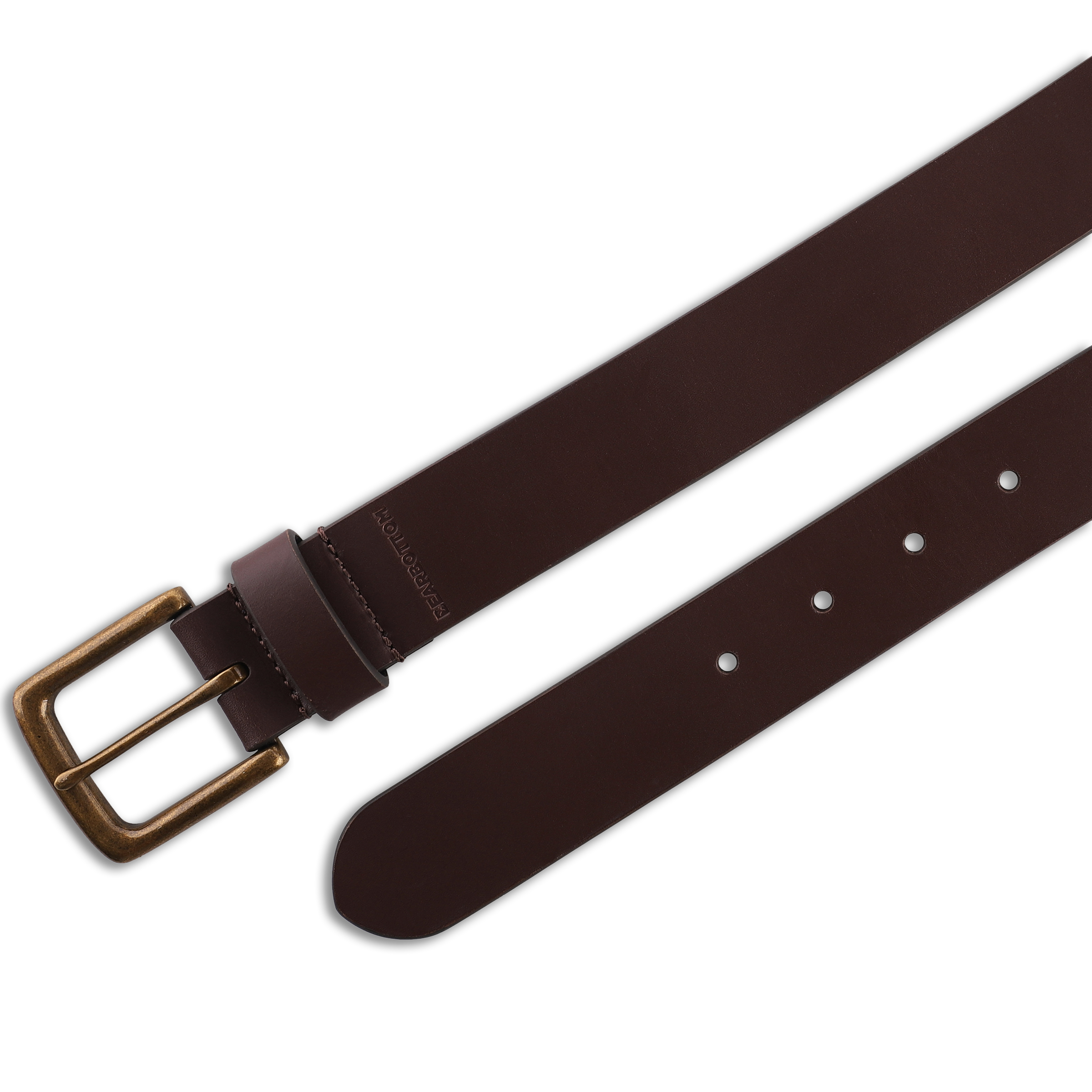 Daily Leather Belt Dark Brown close up of prong enclosure and belt loops