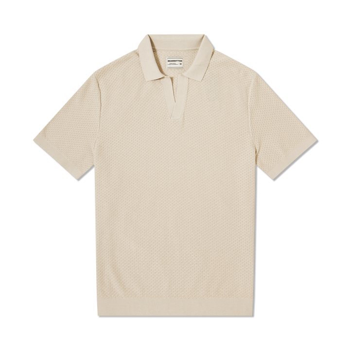 Diamond Knit Sweater Polo Bone front flat