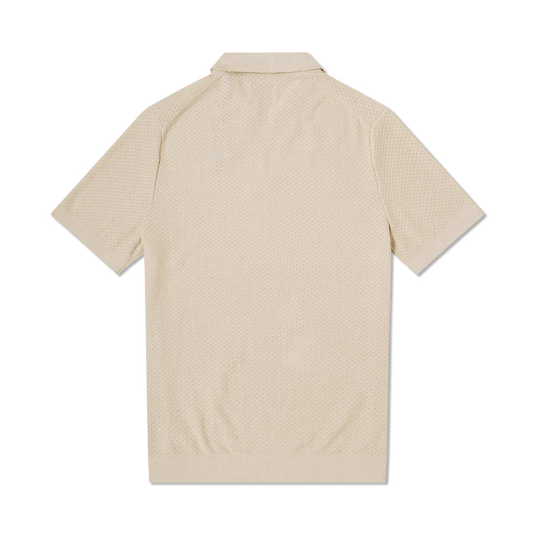 Diamond Knit Sweater Polo Bone back flat