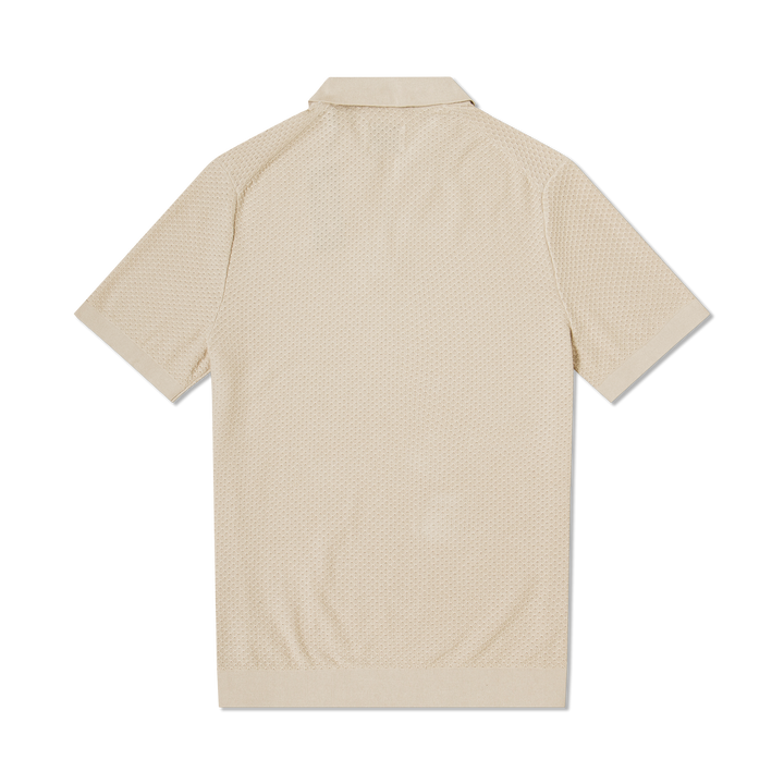 Diamond Knit Sweater Polo Bone back flat