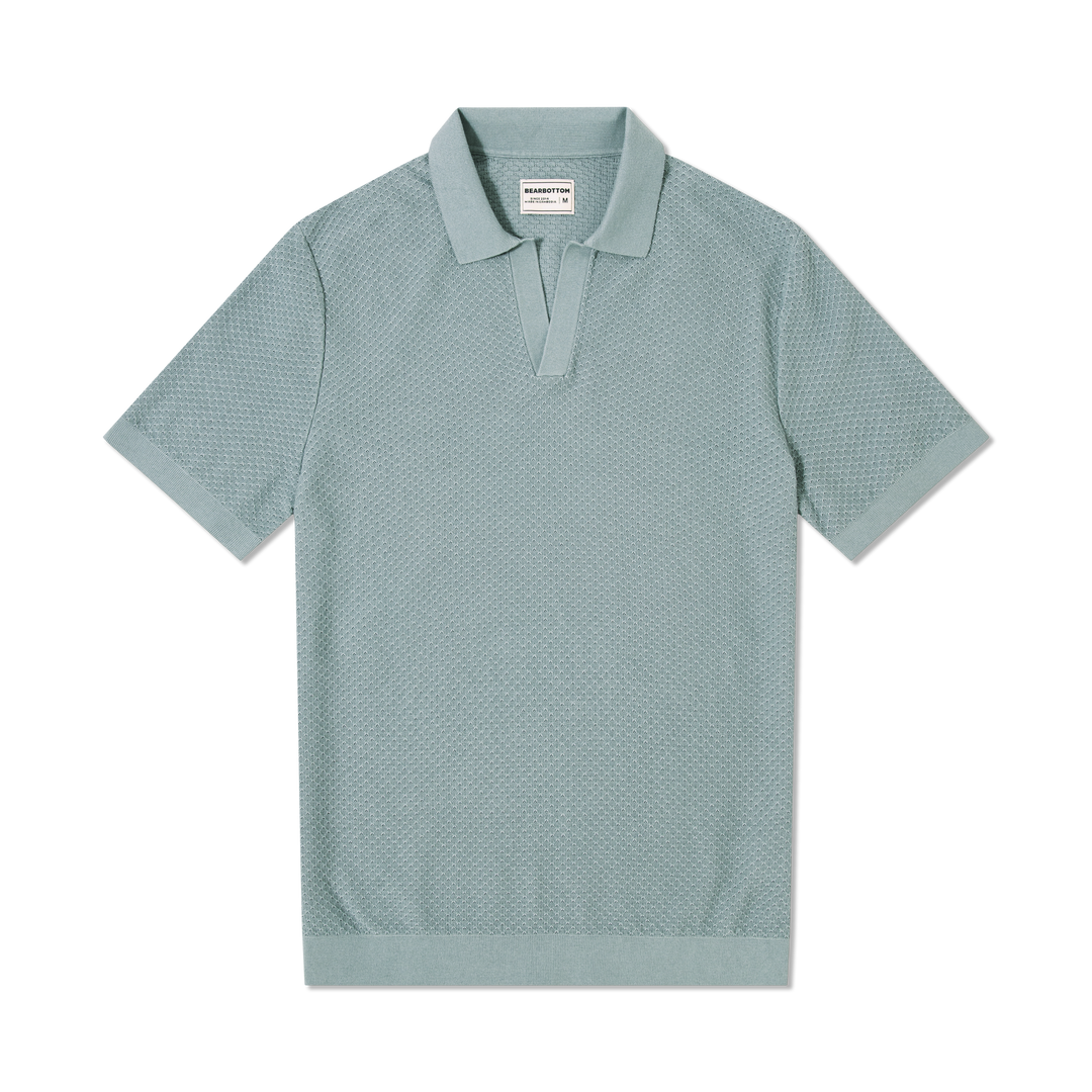 Diamond Knit Sweater Polo Shark front flat