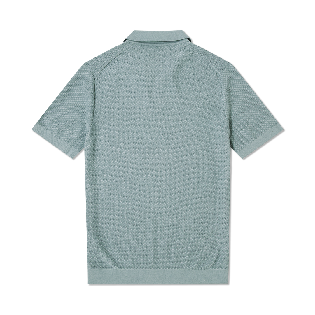 Diamond Knit Sweater Polo Shark back flat