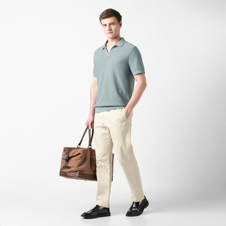 Diamond Knit Sweater Polo Shark full body on model