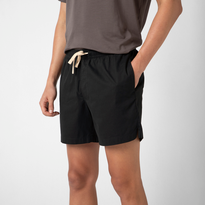 Drawstring Short 5.5" Black side on model