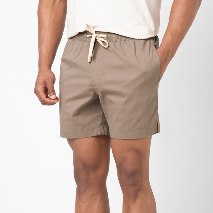 Drawstring Short 5.5" Mocha side on model