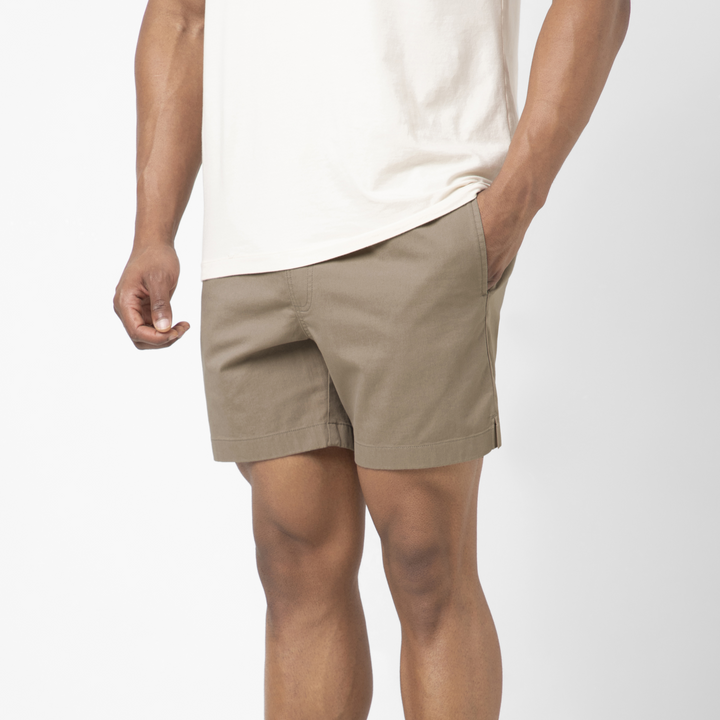 Drawstring Short 5.5" Mocha side on model