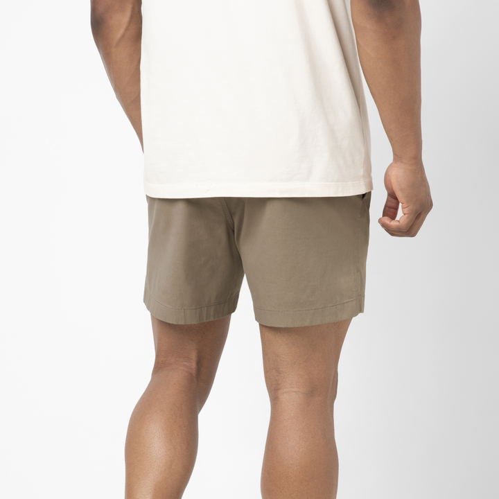 Drawstring Short 5.5" Mocha back on model