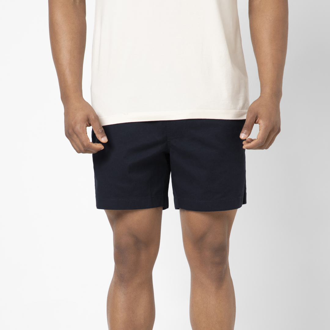 Drawstring Short 5.5" Navy front on model