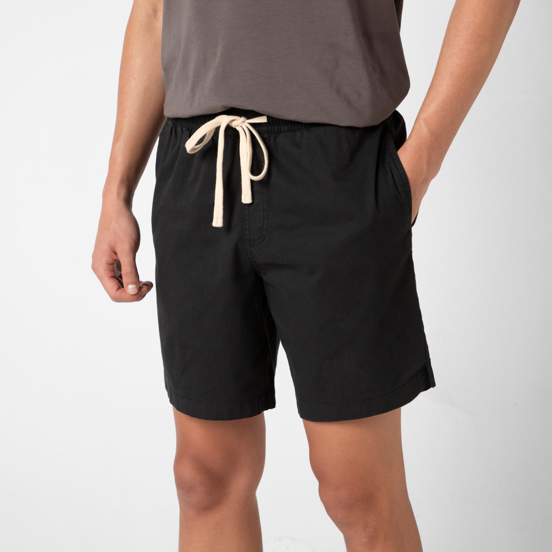 Drawstring Short 7" Black side on model