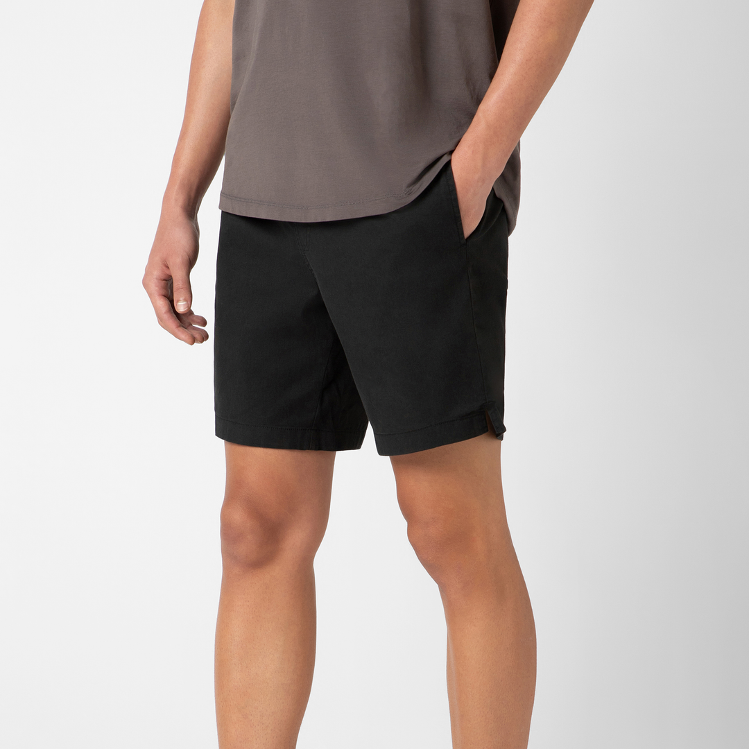 Drawstring Short 7" Black side on model