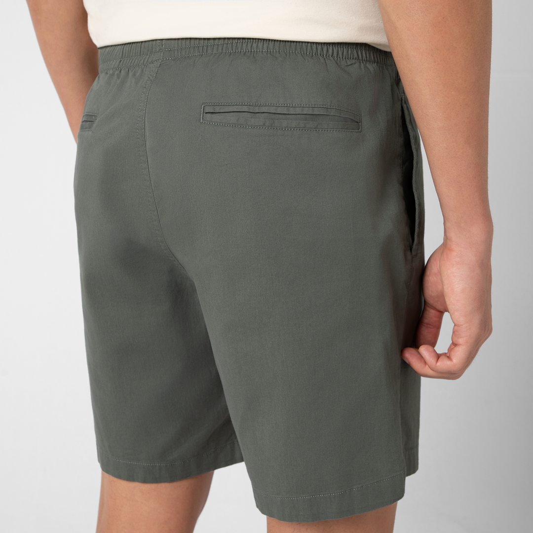 Drawstring Short 7" Graphite close up back pocket on model