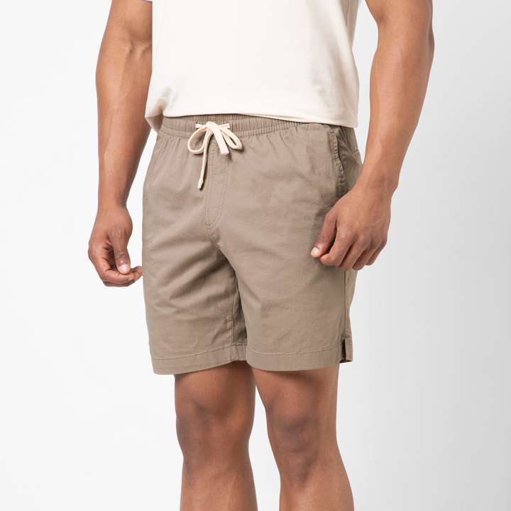 Drawstring Short 7" Mocha side on model