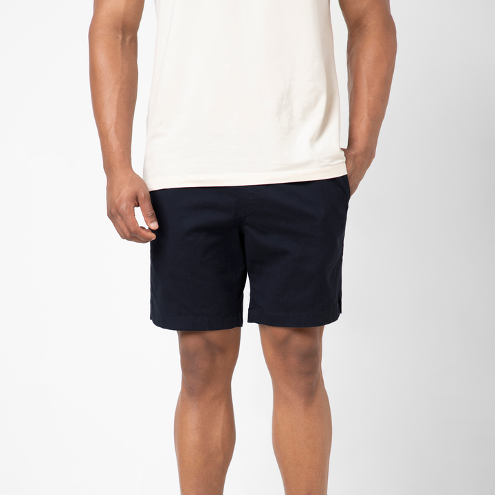 Drawstring Short 7" Navy front on model