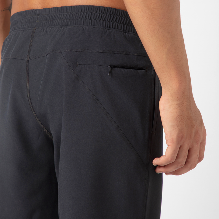 Drifter Short Lined 7 Black close up back zipper pocket