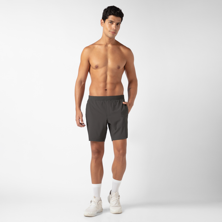 Drifter Short Lined 7 Dark Grey full body
on model