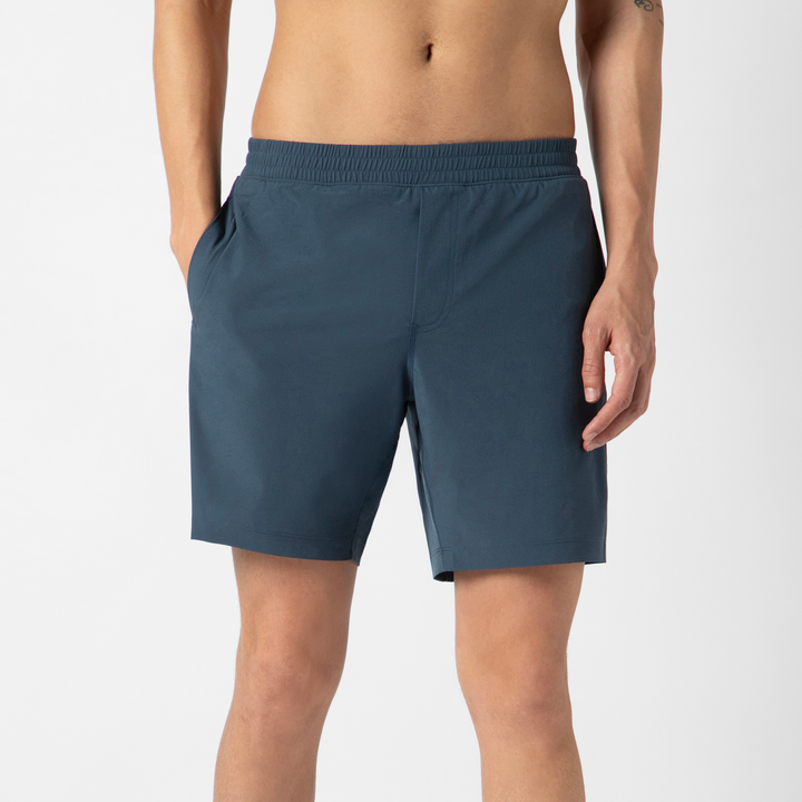 Drifter Short Lined 7 Navy front on model