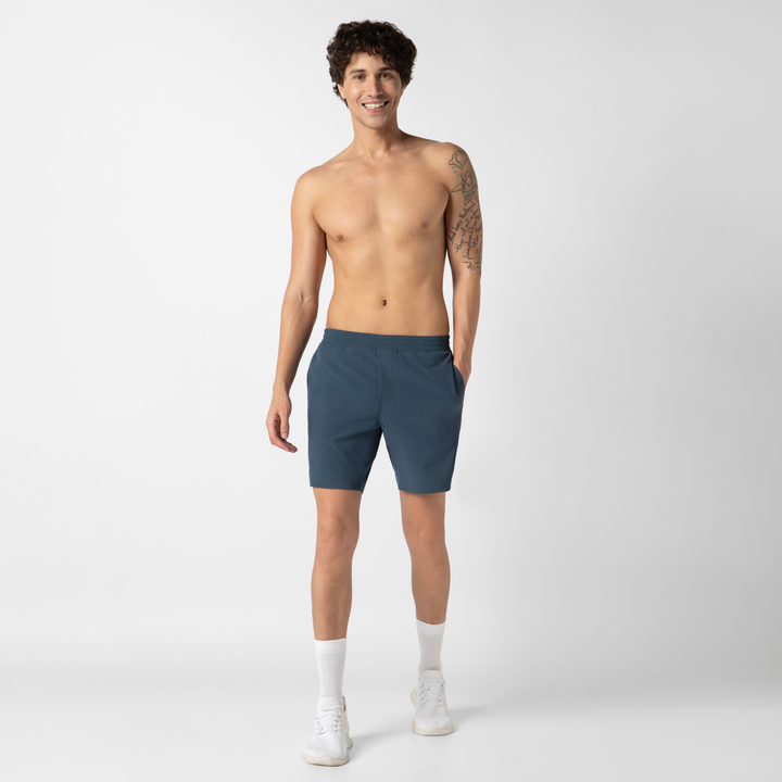 Drifter Short Lined 7 Navy full body on model