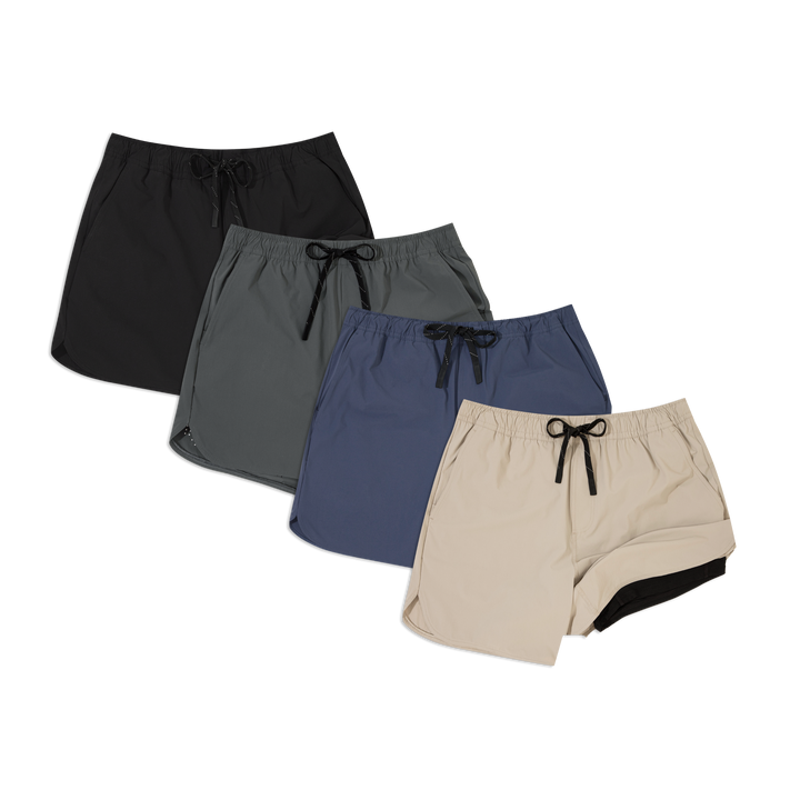 Echo Short Lined 4 Pack: Khaki, Navy, Grey, Black