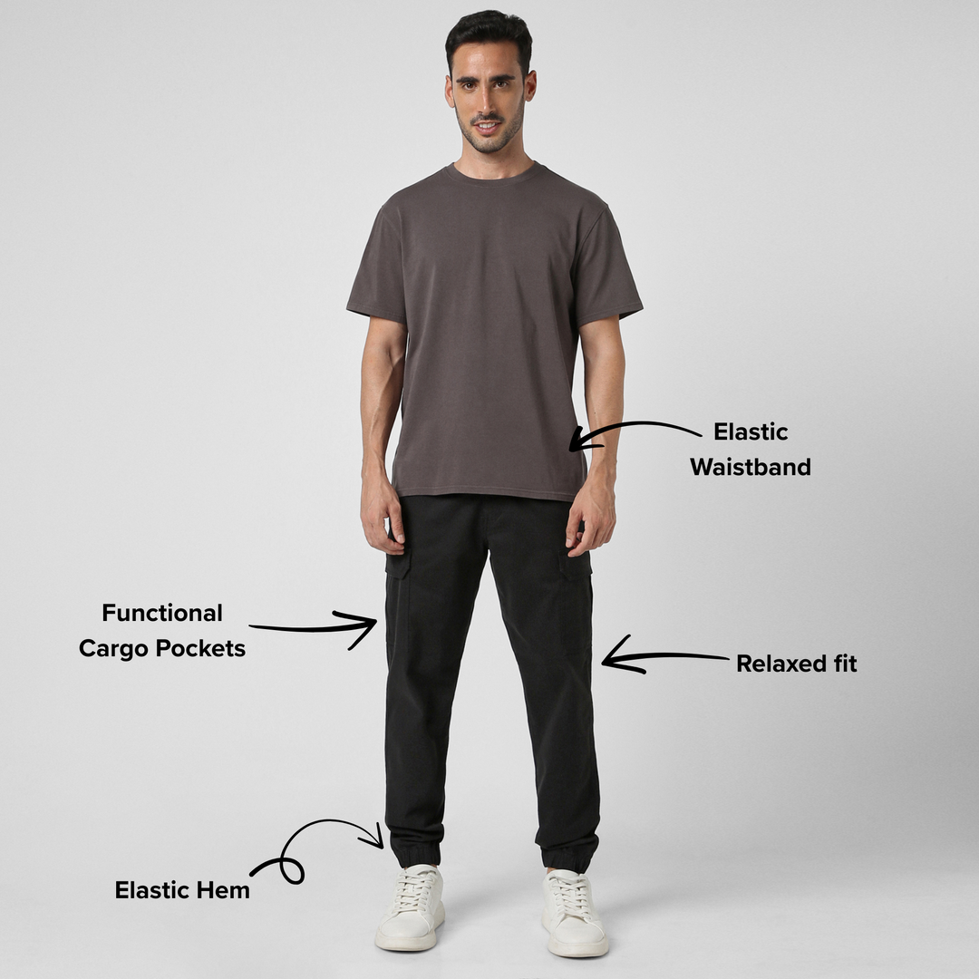 Stretch Cargo Jogger in Black