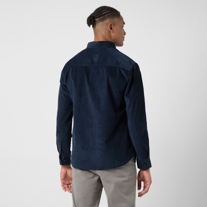 Everyday Corduroy Shirt Navy back on model