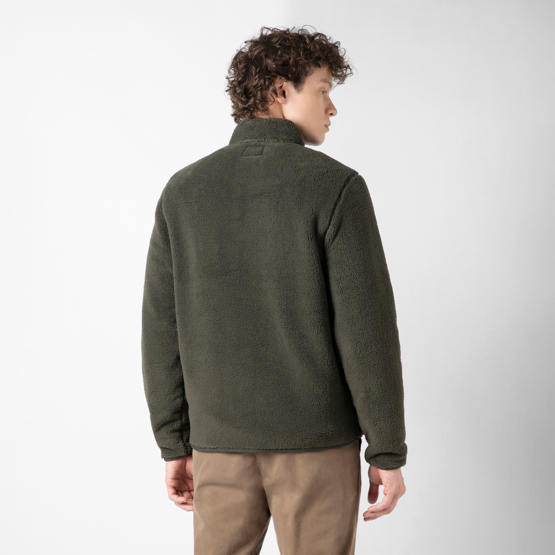 Full-Zip Sherpa Jacket Shadow back on model