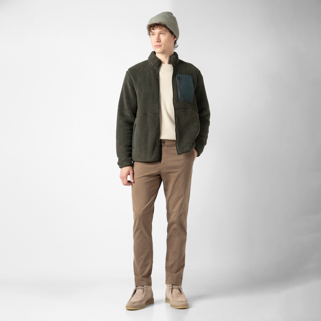 Full-Zip Sherpa Jacket Shadow full body on model