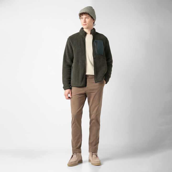 Full-Zip Sherpa Jacket Shadow full body on model