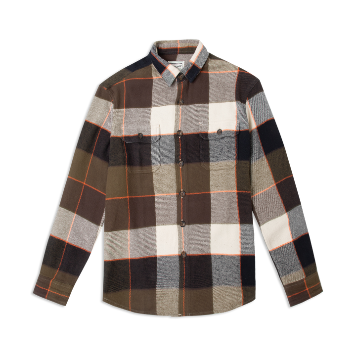 Heavyweight Flannel Overshirt Bark Olive front