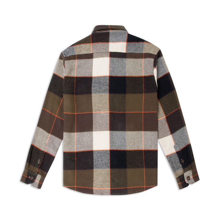 Heavyweight Flannel Overshirt Bark Olive back