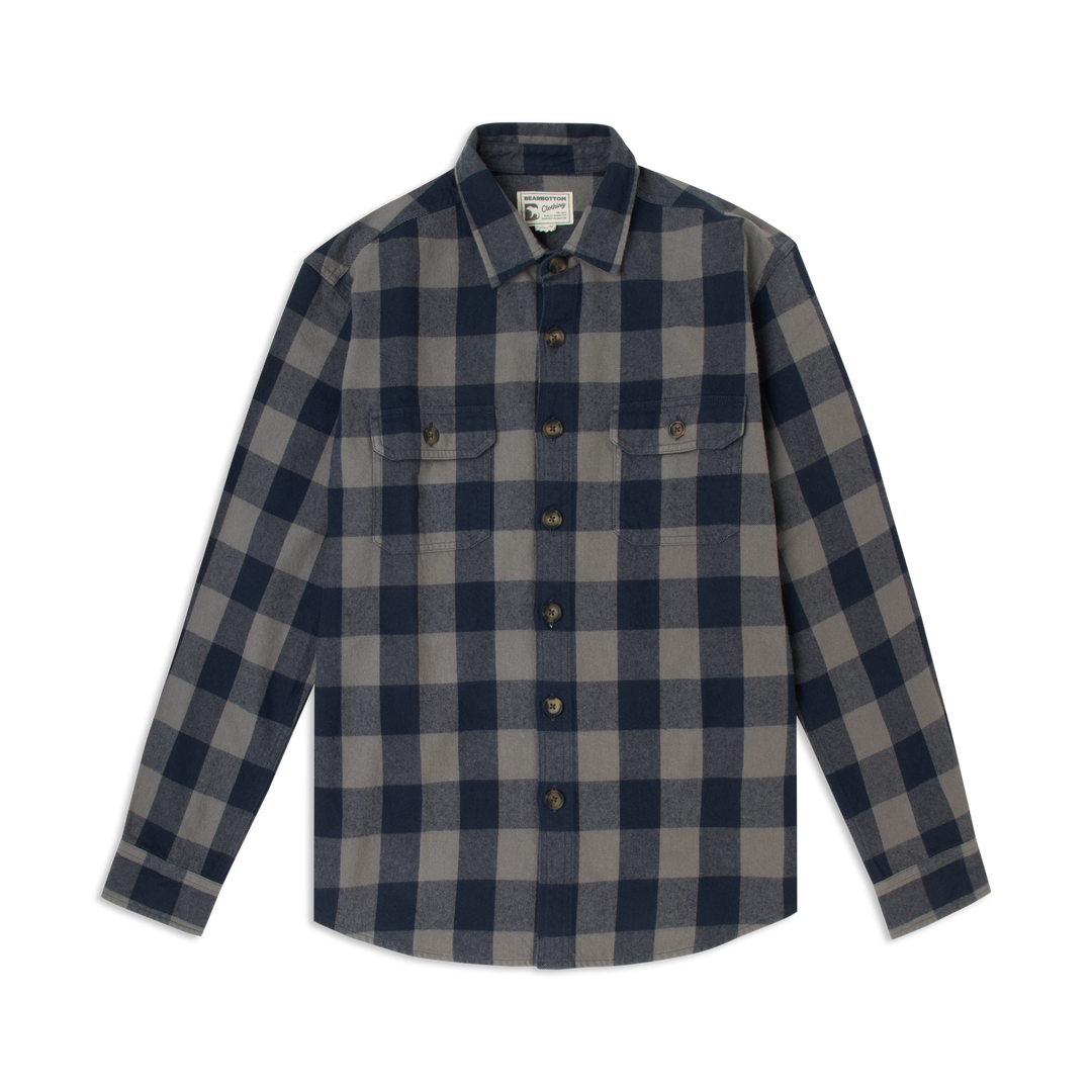 Heavyweight Flannel Overshirt Navy Grey front