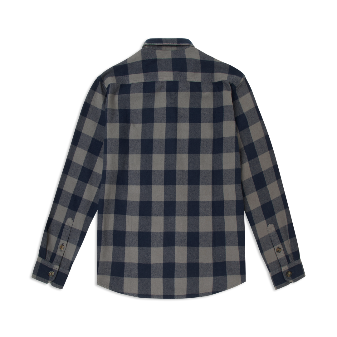 Heavyweight Flannel Overshirt Navy Grey back