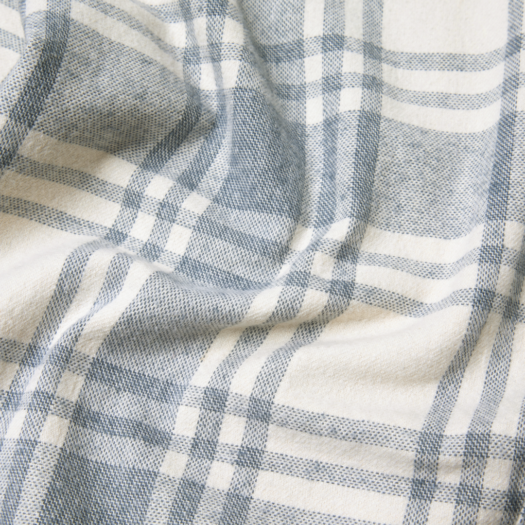 Heavyweight Flannel Overshirt Oat Flint close up fabric