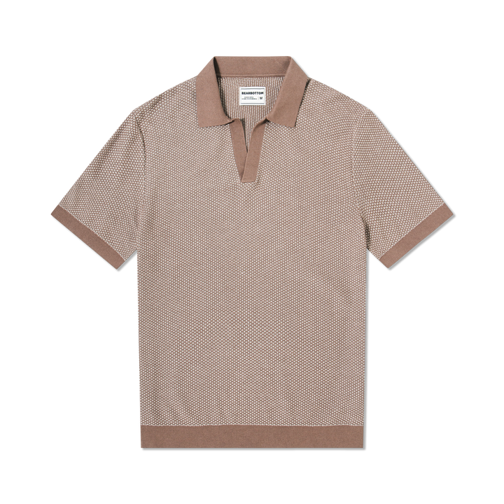 Honeycomb Sweater Polo Driftwood front flat