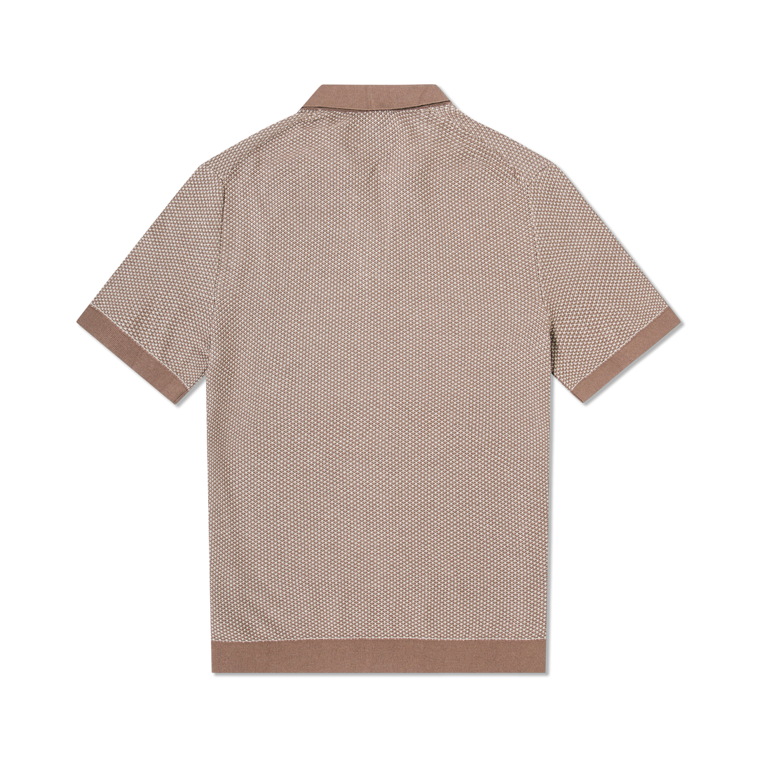 Honeycomb Sweater Polo Driftwood back flat