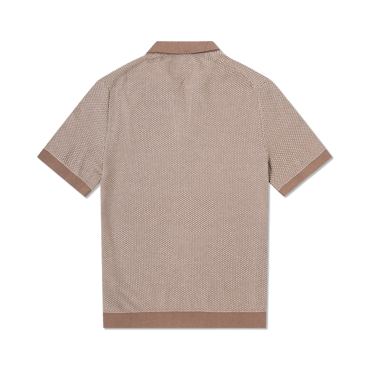 Honeycomb Sweater Polo Driftwood back flat