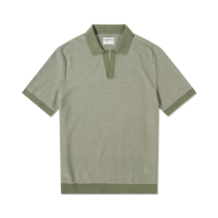 Honeycomb Sweater Polo Fern front flat