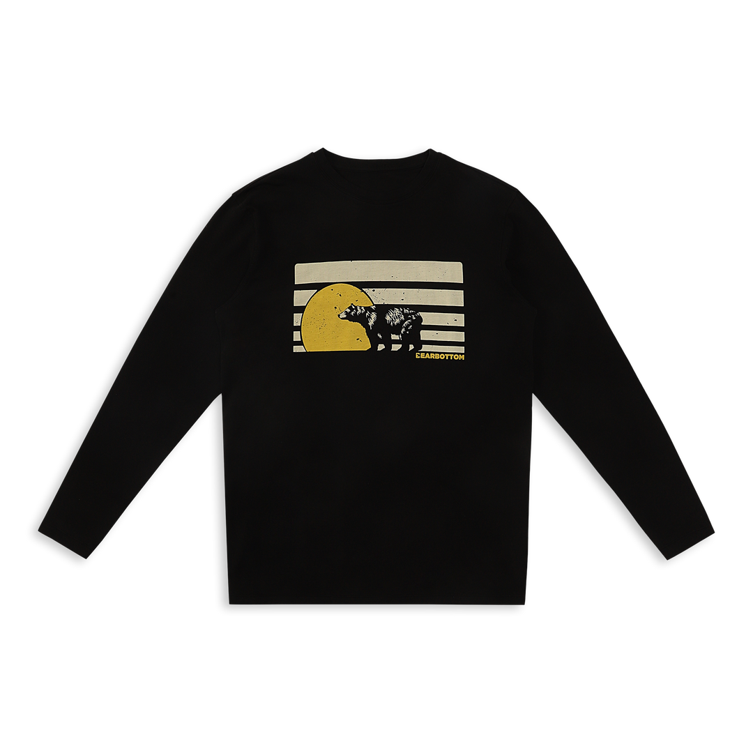 Natural Dye Graphic Long Sleeve - Cali Bear front with sunset bear graphic & bearbottom logo