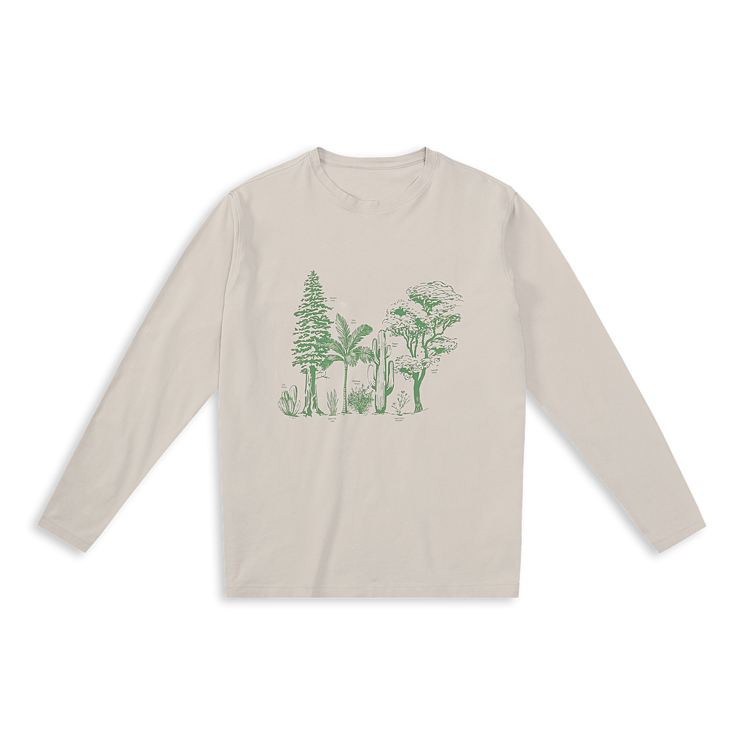 Natural Dye Graphic Long Sleeve - Plants All Over front with green plants graphic