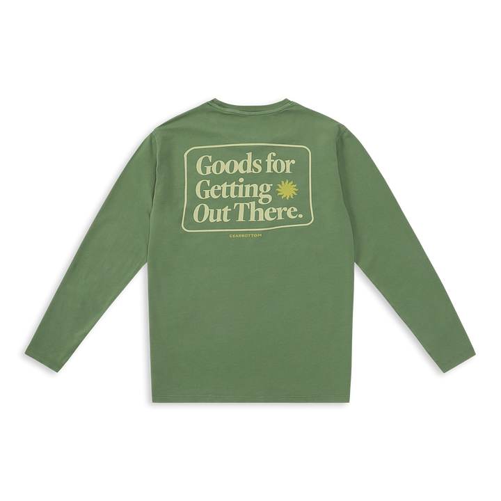 Natural Dye Graphic Long Sleeve - Sun Bear back with goods for getting out there text