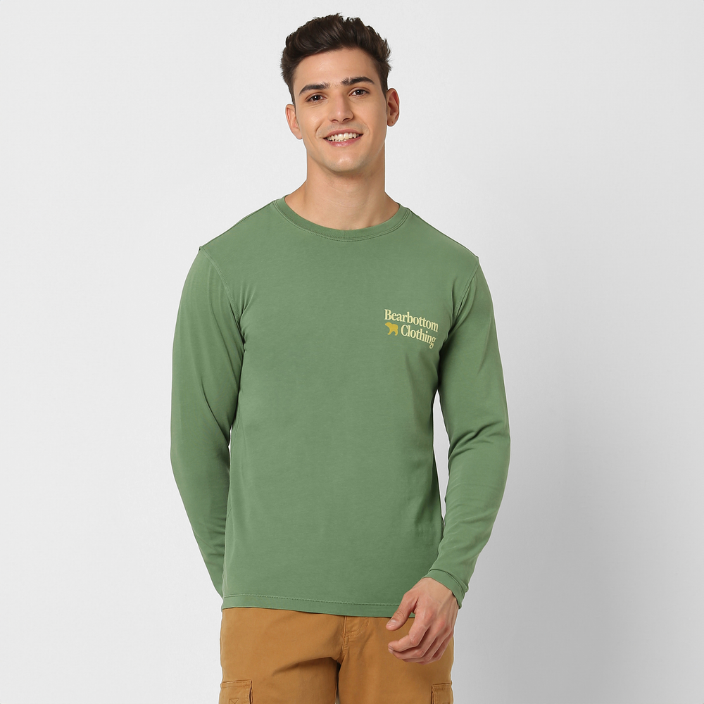 Natural Dye Graphic Long Sleeve - Sun Bear front on model with bearbottom clothing logo graphic